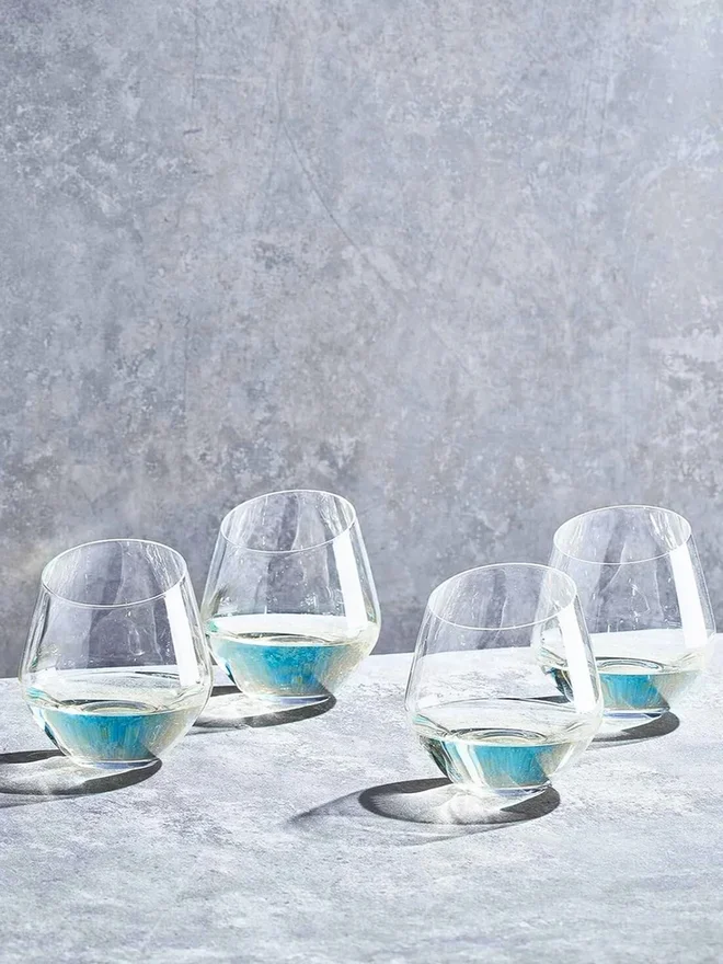 1Chase 1CHASE Set of 4 - Borosilicate Slanted Crystal Glass 350ml
